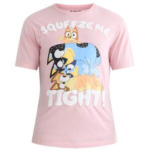 BLUEY MENS NEW PINK VALENTINE'S DAY "SQUEEZE ME TIGHT" GRAPHIC T-SHIRT SIZE XL